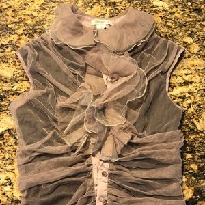 Adorable Taupe Ruffle Top